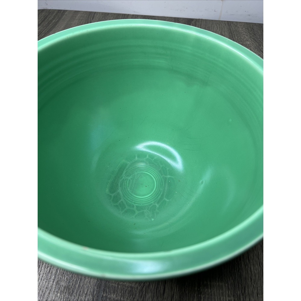 VTG 30's Fiesta Ware Nested Mixing Bowl #7 From Set USA HLC Green Bottom Rings - Picture 9 of 16